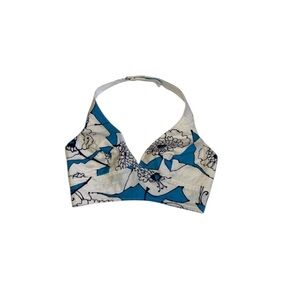 Vintage Blue and White Floral Halter Top - Women’s Size 8